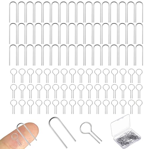 Stainless Steel U and R Shaped Wire Hooks, Sturdy Pre-Bent Jump Rings for Secure Hanging on Ceramic Ornaments, Polymer Clay and Fused Glass, 100 Pcs Silver Tone Assortment Kit with Storage Box