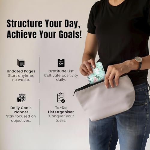 Image of mudrit Pocket Size Notebook, Small Spiral Diary, 120 Plain Pages, 90 GSM ideal for Gratitude List, Daily Goals Planner, To Do List Organiser, Size A6
