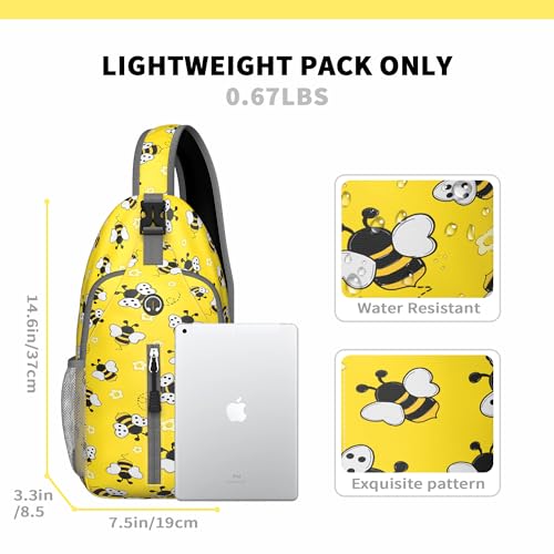 Image of Bee Sling Bag for Women Men Small Crossbody Bags Mini Water Resistant Casual Chest Bag Backpack Shoulder Daypack for Travel Hiking