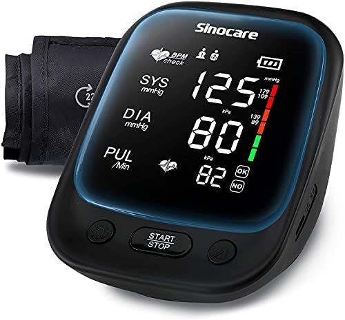 Sinocare Blood Pressure Monitors, 8.6-16.5 inches Adjustable Upper Arm Cuff, Blood Pressure Monitors for Home Use, Pulse Rate Monitoring&Voice Function, 180 Sets Memory BP Machine