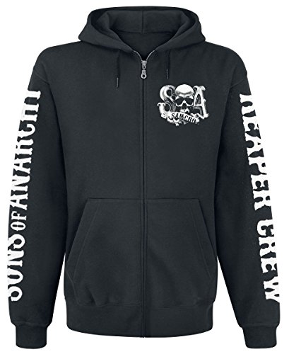Sons of Anarchy Reaper Crew Hombre Capucha con Cremallera Negro M