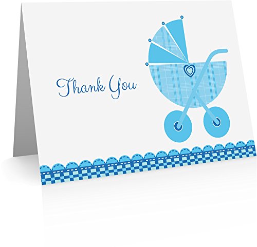 Blue Baby Thank You Cards (24 Cards and Envelopes) Baby Boy Thank You Cards