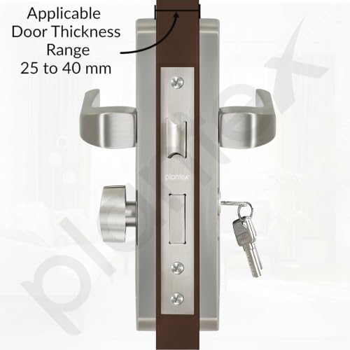 Image of Plantex Mortise Door Lock for Home /6-Lever Lock Mechanism with 3 Years of Warranty /Door Handle Lock with 3 Keys, Brass Lockbody & Cylinder - (8132-Matt)