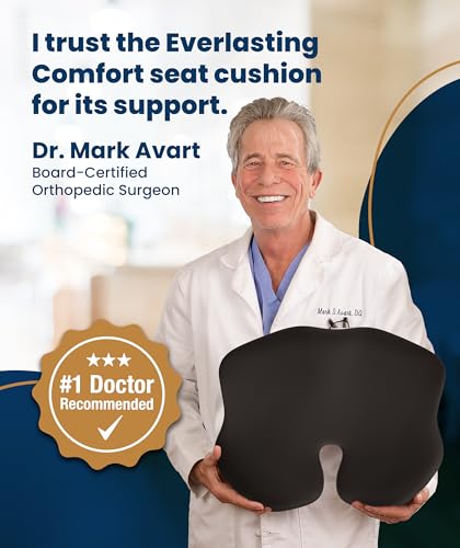 Image of Everlasting Comfort Car Seat Cushion for Driving - Orthopedic Car Cushion for Office, Travel, Gaming Chair Memory Foam Driver Booster for Short People, Non-Slip, Washable Cover, Back & Sciatica Relief