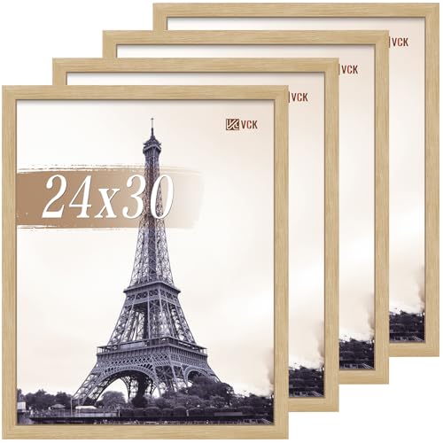 Image of VCK 24x30 Frame Oak 4 Pack, Wide Thick Wood Border, for Poster /Print