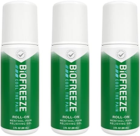 Biofreeze Roll-On Pain-Relieving Gel 3 FL OZ, Green (Pack Of 3) Topical Pain Reliever For Muscles And Joints From Arthritis, Backache, Strains, Bruises, & Sprains (Package May Vary)