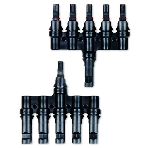 XYRIS Solar Connectors T Branch 1 to 5 for Solar Panels, Solar String Splitter/Joiner (M/FFFFF+F/Mmmmm 1 Pair)