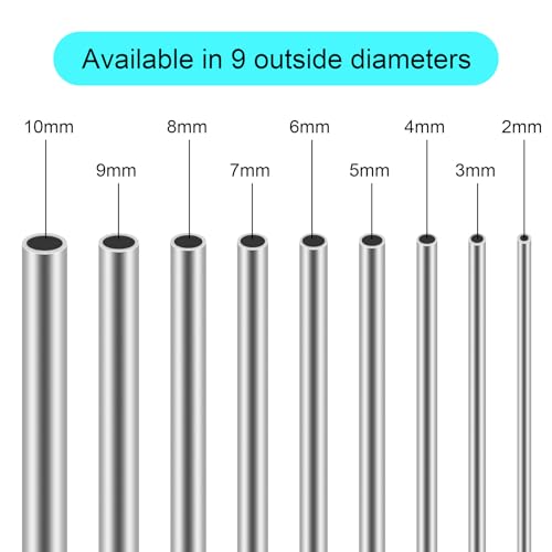 iMeistek 304 Edelstahl-Rundrohre, 8 mm Außendurchmesser x 0,4 mm Wandstärke, 300 mm Länge, nahtloses Edelstahlrohr für Industrie & Heimwerker (3 Stück)