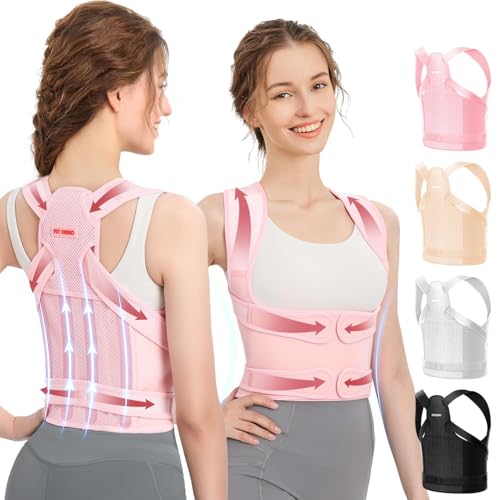 Image of Fit Geno Back Brace Posture Corrector for Women and Men, Shoulder Straightener, Adjustable Full Back Support, Upper and Lower Back Pain Relief - Scoliosis, Hunchback, Spine Corrector (XL, Plus Size)