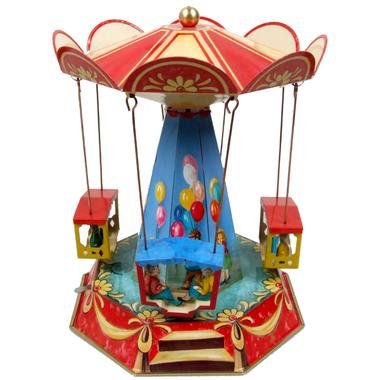 Ancien Jouet Manège Mécanique En Tôle - Fabrication Française - Occasion