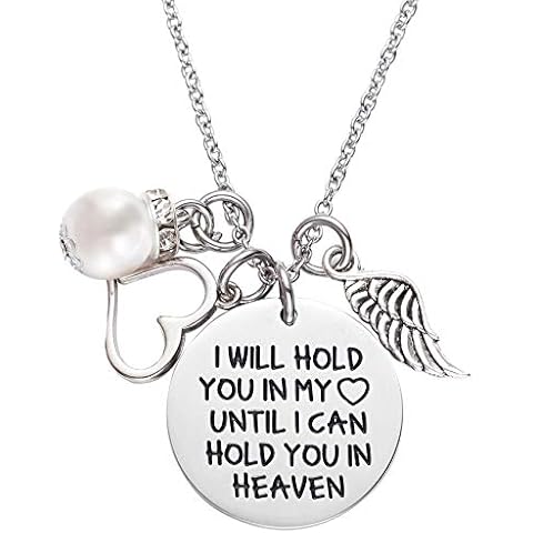 LParkin Memorial Necklace I Will Hold You in My Heart Until I Can Hold You in Heaven Pendant Loss of Child Necklace Heart Necklace Cremation Jewelry Gift for Her Cover