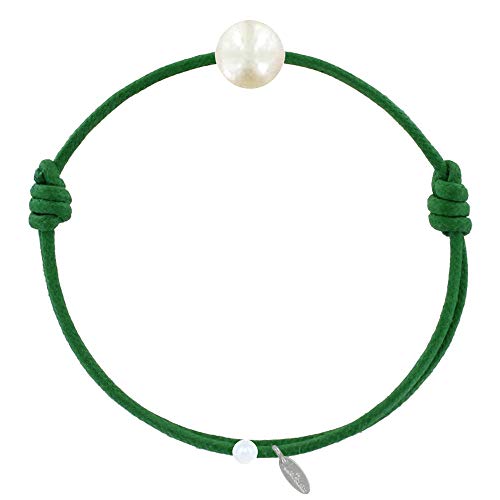LES POULETTES BIJOUX - Bracelet La Perle de Culture Blanche des Poulettes - Classics - Vert