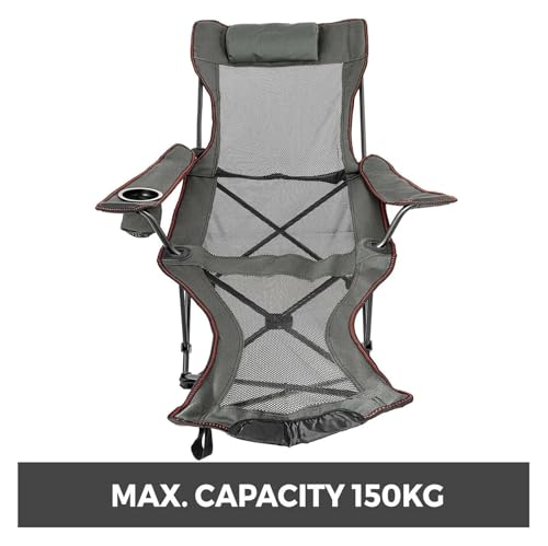 Chaise pliante de pêche grise réglable avec repose-pieds pour le dos - 6