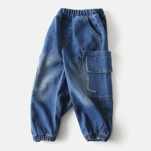 Boys Casual Denim Pants Comfortable Fashionable Versatile Pocketed Long Pants for Active Play School Beach and4