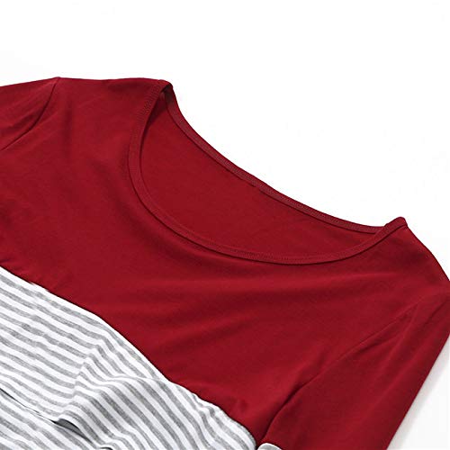 Franterd Maternity Blouse Women Mom Striped Warm Pregnant Nursing Wrap Top Double Layer Cap Breastfeeding Sweatshirt Shirt Red #TOP6