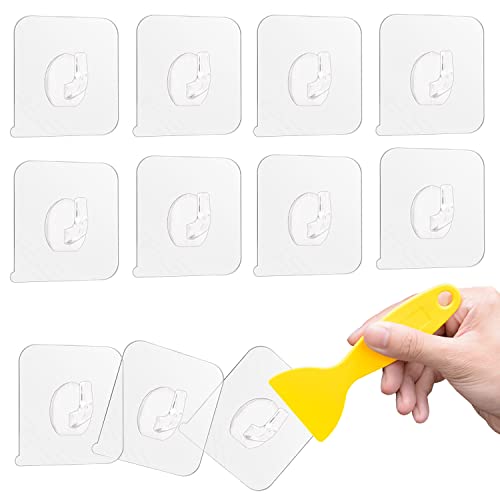 BECILES Lot de 20 crochets magiques sans perçage, crochets transparents, autocollants avec grattoir, pour cuisine, salle de bain, toilettes (5 kg maximum) Cover