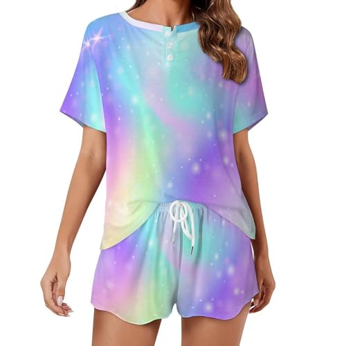 Sleepwear vêtement de nuit ete pyjama femme manches courtes léger