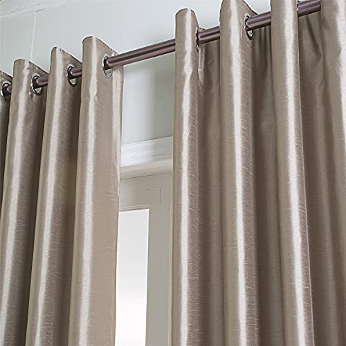 Image of GYROHOME Faux Silk Room-Darkening Blackout Curtains (Beige Liner) Solid Window Treatment Drapes for Bedroom Living Room, Thermal Insulated Ring Top (2Panels, 46x90inch,Gold Brown)