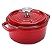 Puricon Horno Holandés Hierro Fundido Esmaltado 22 cm / 3 litros, Olla Cocotte Redonda con Tapa, Conservar los Valores y Sabores Nutricionales, para 2-3 Personas -Rojo