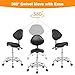 Amofree Saddle Stool Chair with Back Support, Multi-Functional Ergonomic Saddle Chair with Wheels for Salon Spa Dentist Clinic Esthetician Saddle Stools for Hair Stylist Tattoo(with Backrest, Black)
