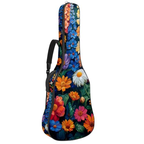 Housse imperméable pour guitare acoustique 40/41 pouces à motif fleurs arc-en-ciel