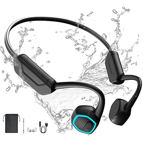 Dnniakm Bone Conduction Headphones, IPX8 Waterproof Headphones for Swimming, MP3 Play Built-in 32G Memory, Open-Ear Wireless Bluetooth Headphones with Mic, Sports Headphones for Running, Cycling Cover