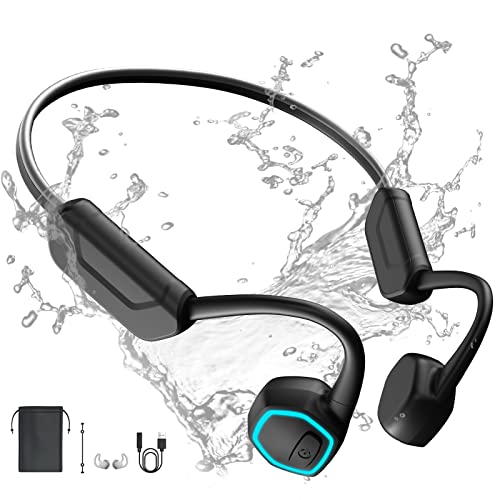 Sayrelances Bone Conduction Headphones, IPX8 Waterproof Headphones Swimming, MP3 Play Built-in 32G Memory, Open-Ear Wireless Bluetooth Headphones with Mic, Sports Headphones for Swimming, Running, Gym