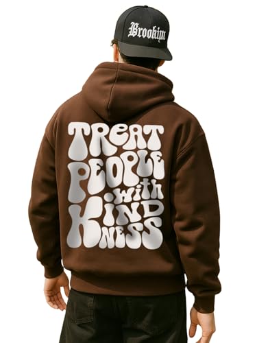 Image of Veirdo Cotton Fleece Regular Fit Full Sleeve Hooded Sweatshirt Front and Back Graphic Printed Jumper Hoodie for Men