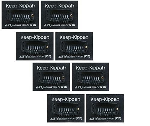 Masoret Keep-Kippah Hair Clip Set: 4 Pair Durable Metal Head Fasteners with Matching Comb for Jewish Kippot, Kipa, Yamaka, Yarmulke Hats by Art Judaica