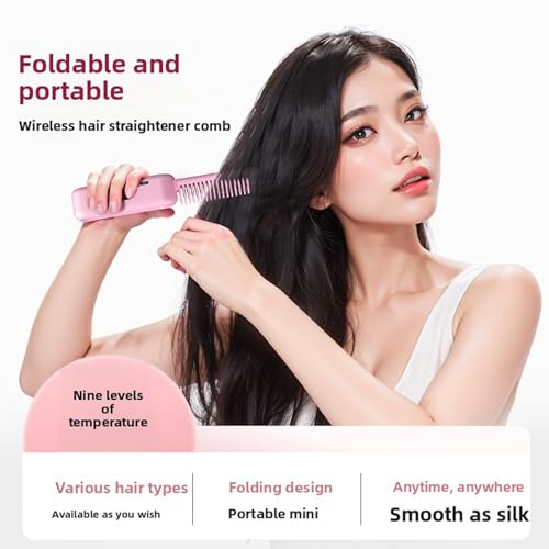 Mini plancha de pelo inalámbrica portátil rosa miniatura 5