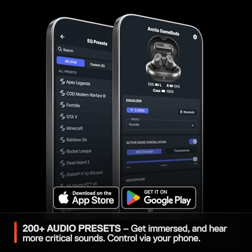 SteelSeries Arctis GameBud pour PlayStation - Écouteurs gaming sans fil - 2,4GHz + BT 5.3 - ANC/Transparence - Résistance à l’eau IP55 - Batterie de 40 H - Recharge sans fil - PS5,PC,Switch 2 -Noir