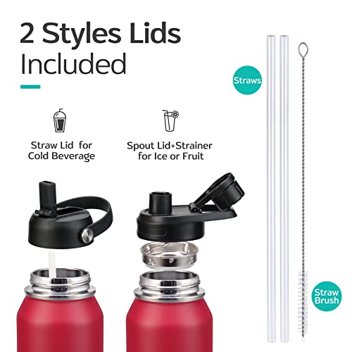 Venture Pal Insulated Water Bottle, 32Oz Leak-Proof Vacuum Thermos With Strainer, Straw & Spout Lid For Sports #TOP3