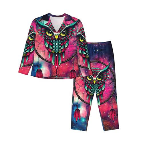 Pyjama hibou galaxie motif original ensemble tendance jambes et manches longues