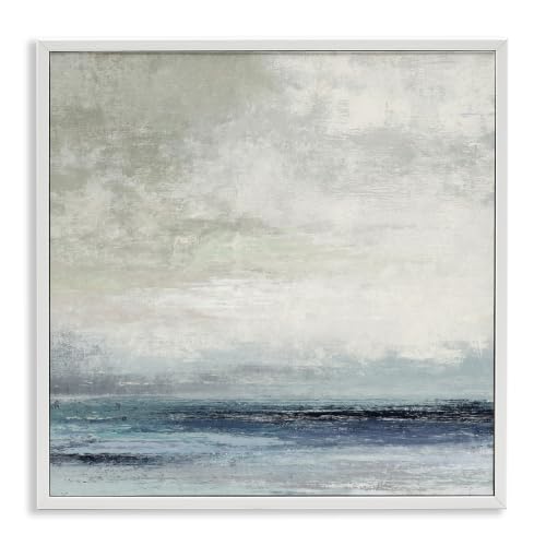 Rainy Sea Shoreline Abstract, 17 x 17 Inch Framed Giclée Print