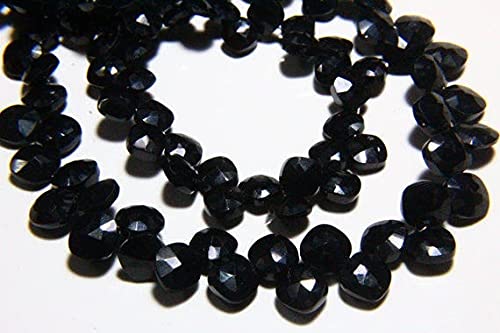 LKBEADS9.50" Full Strand Black Spinal Beads 6 to 6.50mm Cushion Shape Spinal Gemstone Faceted Stone Beads Cut Gems Briolettes