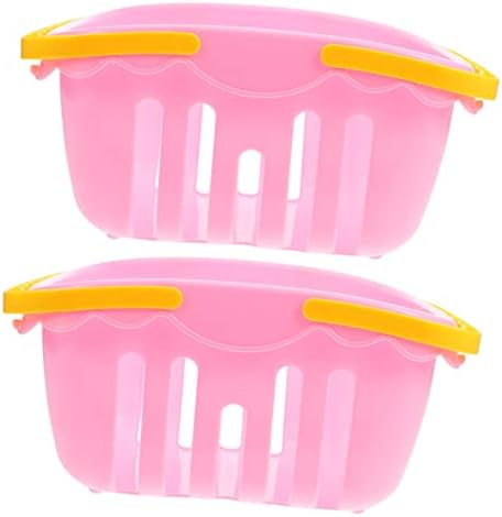 ibasenice Retail Shopping Baskets 2 Pcs Simulation Basket Kids Basket Shopping Carts for Kids Kids Montessori Desktop Ornament Kids Grocery Cart Pretend Play Simulated Basket Abs