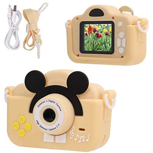 Upgrade Kids Selfie Camera, Children Camera 1080P 2 Inch HD Digital Video Camcorder, Christmas Birthday Gift for Toddler Age 3-9 Years Old Boys Girls Electronic Mini Camera Best Preschool Toys (Beige)
