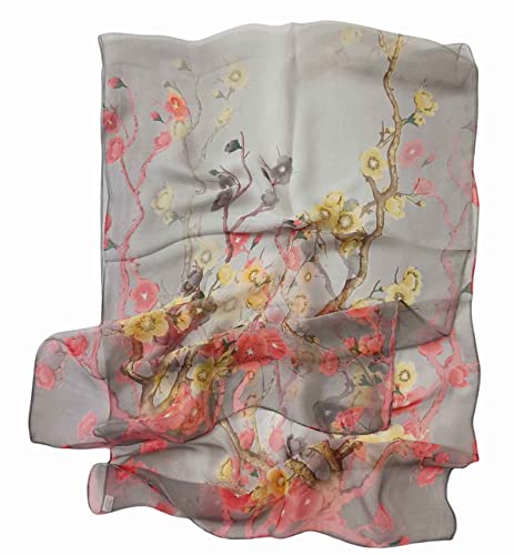 Image of Pokeedioty Scarfs for Women Lightweight Scarves Elegant Floral Pattern Sheer Scarfs Shawls Wraps