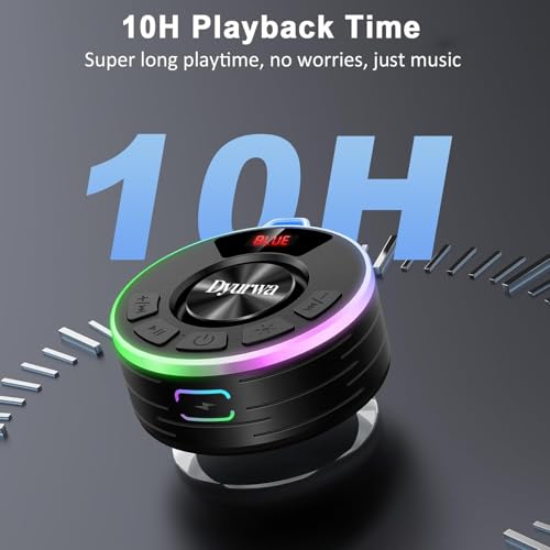 Image of Bluetooth Shower Speaker, IPX7 Waterproof Shower Speaker with Loud Clear Sound, LED Display /RGB Lights /Suction Cup, Built-in Mic, 10H Playtime, Bathroom Speaker for Pool /Beach /Party /Gift.