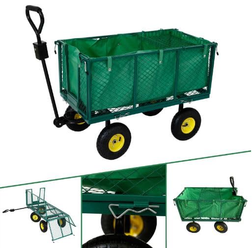 Gartenwagen Klappbarer Handwagen 550 kg Luftbereift Transportwagen mit Seitenwänden