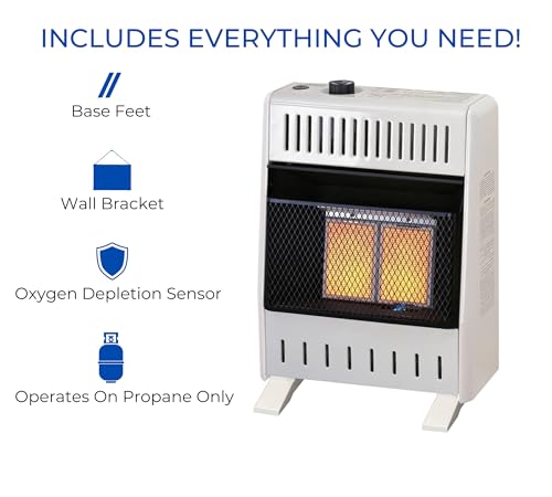 Image of ProCom Heating Liquid Propane Ventless Infrared Plaque Heater With Base Feet - 10,000 BTU, T-Stat Control - Model# ML100TPA-B