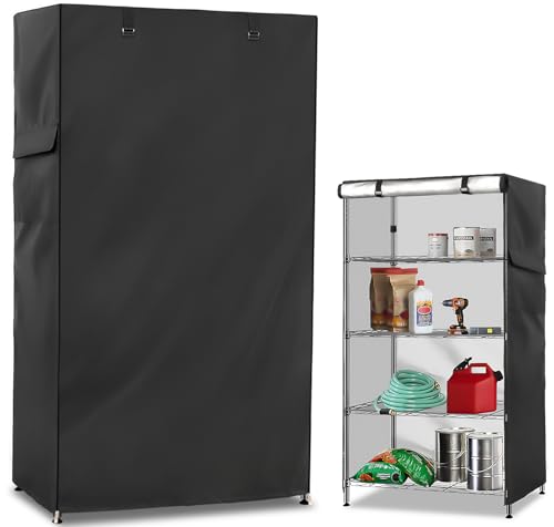 Exokugo Wire Shelf Cover,600D Heavy Duty 100% Waterproof Shelf Covers for Wire Shelving,Outdoor Storage Shelves Cover for Metal Rack,48" W x 24" D x 72" H,Black by Exokugo - Used condition - Image 9