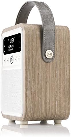 VQ Portable Monty DAB and DAB+ Digital Radio with FM, Bluetooth, Aux, USB & Alarm Clock in Real Wood Case - Green Grass Oak