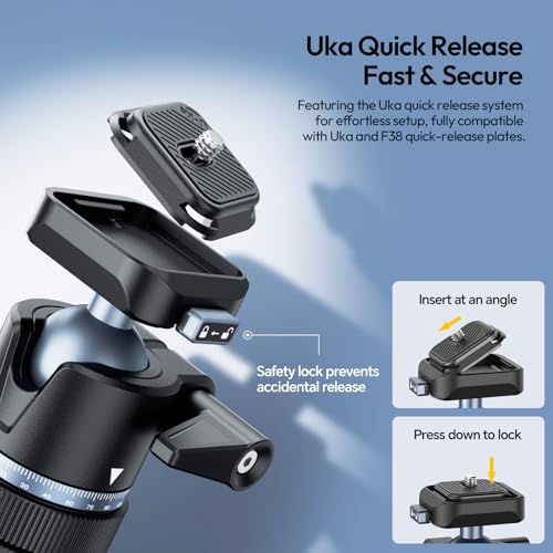 Image of ULANZI MT93 Universal 1 /4 inch Light Stand Camera Tripod w Auto-Open w UKA Quick-Release, 63 inch Portable Adjustable Ball Head Tripod for Cameras /Video Light /Phone /Outdoor Photo, Up Load 6.61lb, w Bag
