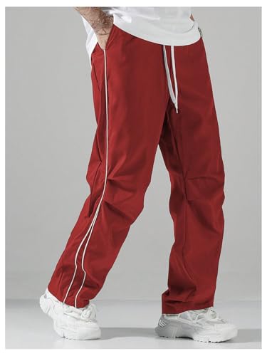 SOLY HUX Men's Parachute Pants Y2k Baggy Sweatpants Wide Leg Drawstring Waist Casual Pants Streetwear3