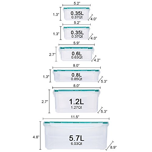 Food Containers with Lids - Easy Snap Lock and BPA Free Clear Plastic Storage Container Set - 100% Leak-Proof Airtight Container - Small & Large Pantry Storage Containers by Empino - 12 Piece Set
