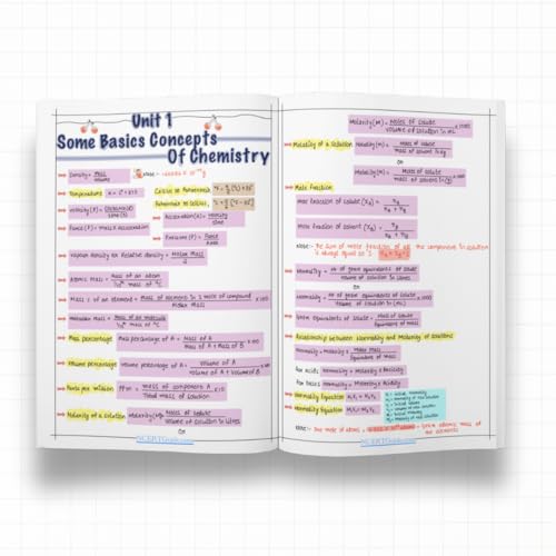 Image of Class 11 Physics + Chemistry Formula Notes 2026-27 Edition | Handwritten Colorful Study Book | CBSE NCERT Quick Revision Guide for Formulas, Equations & Derivations