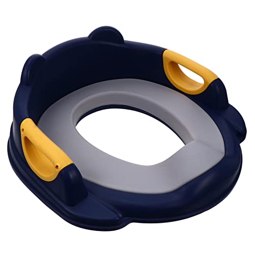 COOLHIYA Boys and Girls Potty Training Seat Baby Toilet Seat Elastic Pu Ring Anti-Slip Surface Bear Backrest Easy Cleaning