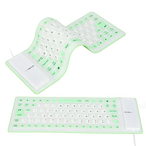 Hilitand Silicone Foldable Flexible Keyboard - USB Wired Gaming, 85 Keys, Fully Sealed Design, Roll-up Silent Soft, for PC Notebook Laptop (Green) by Hilitand - Image 5