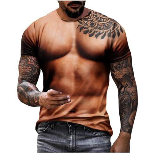 Mens Fake Muscle T-Shirt UK Sale Clearance,Man Funny Muscle Graphic Tees Casual Short Sleeve T Shirts Novelty Streetwear Crewneck Fitness Workout Tops Oversize Tshirts Casual Blouse Ugly Gift for Men